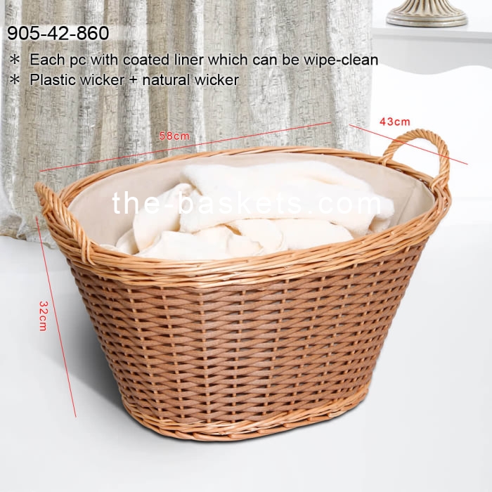 wicker laundry basket with liner