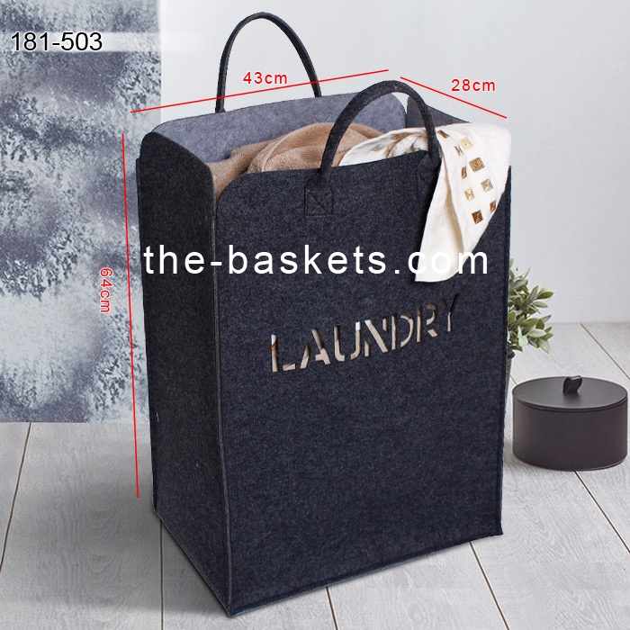 Felt laundry hamper with round carrying handle,Foldable
